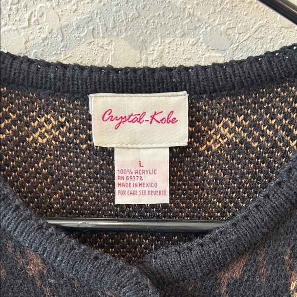 Crystal Kobe Plaid Cardigan in Black and Tan - Picture 2 of 10